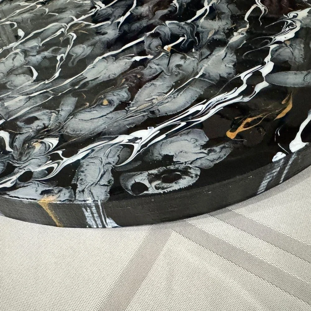 Handpainted Lazy Susan 18 Inch Metallic‎ Abstract Art Functional Decor